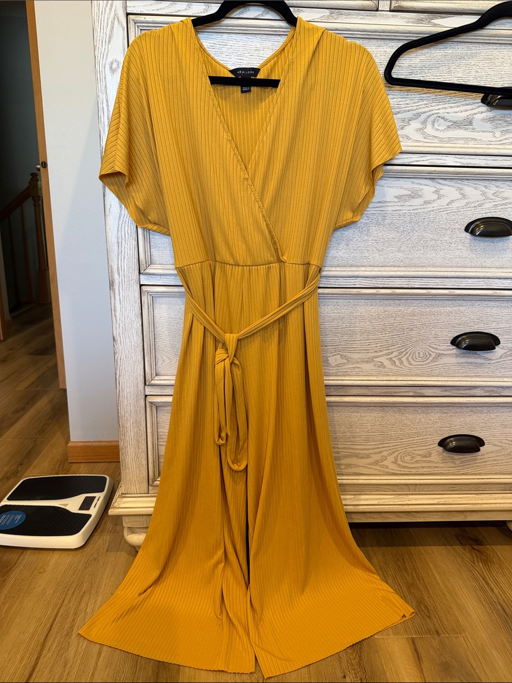 New Look Mustard Yellow Ribbed Wrap romper 14